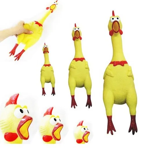 

Hot Sales Cheap 3 Sizes Yellow Rubber Screaming Chicken Pet Dog Decrease Stress Prank Toys Squeak Squeaker Chew Gifts Supplies