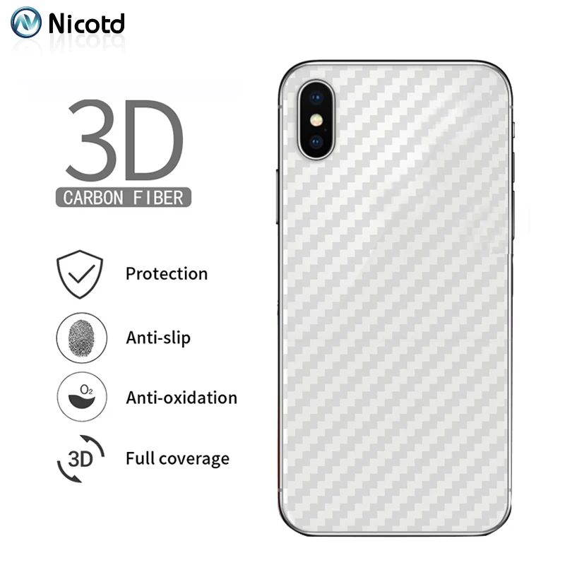 5Pcslot For iPhone XS MAX 6s Plus Carbon Fiber Protector Back Film 3D For iPhone 7 Plus 8 X XR 5s Anti-fingerprint Back Sticker (2)