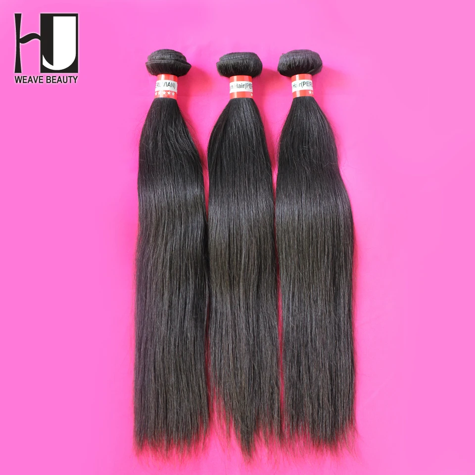 High Quality Peruvian Virgin Hair Straight Peruvian Straight Virgin Hair Human Hair Weave 3pcs/lot HJ Weave Beauty Free Shipping