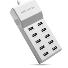 USB Зарядное устройство станция Мощность адаптер 10-Порты и разъёмы Смарт зарядка через usb адаптер 2.4A 2.1A 1A Универсальный