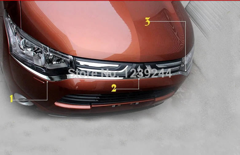 

Chrome front bumper grille grill trim Molding for Mitsubishi Outlander 2013 2014