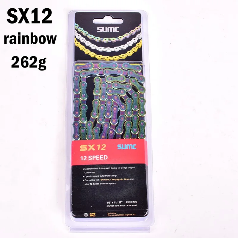 Rainbow SUMC SX12SL велосипедная цепь 126L 12 цепь для скоростного велосипеда с MissingLink для горных/велосипедных частей, оригинальная коробка - Цвет: SX12 rainbow