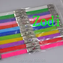12 шт./лот Зодиак смешанные цвета силиконовые браслеты браслет из нержавеющей стали модные ювелирные изделия