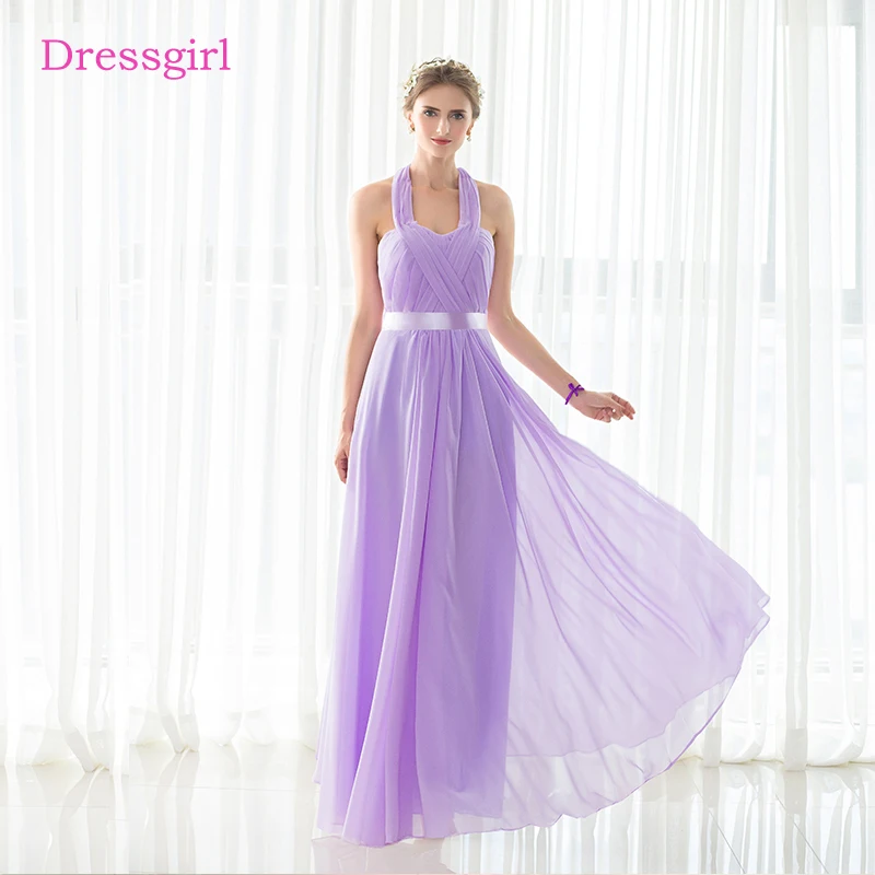 Lavender Cheap Bridesmaid Dresses Under 50 A line Halter Floor Length