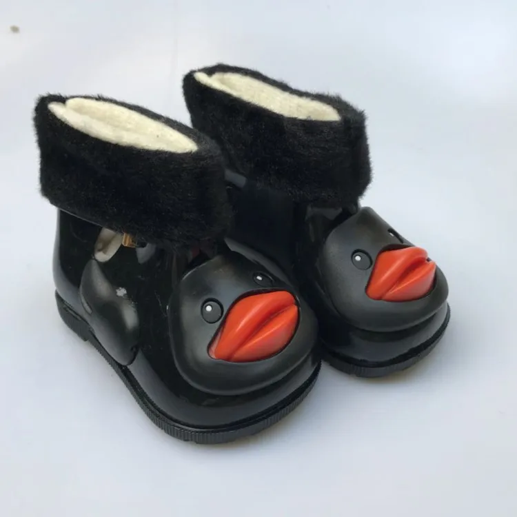 Melissa/милые зимние теплые дождевые ботинки с бантом; прозрачная обувь; детская обувь; непромокаемые сапоги; обувь для девочек; противоскользящая подошва; Водонепроницаемая Обувь
