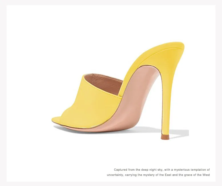 Женская обувь; босоножки без задника на высоком тонком каблуке; кожаная пикантная обувь без задника с открытым носком; размер 42; Уличная обувь желтого и телесного цвета; FSJ Fashion gg