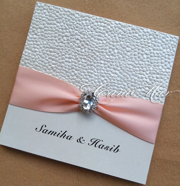  CA0692 Embossed Pebble Pearlescent Paper Wedding Invitation Cards - 1989597135
