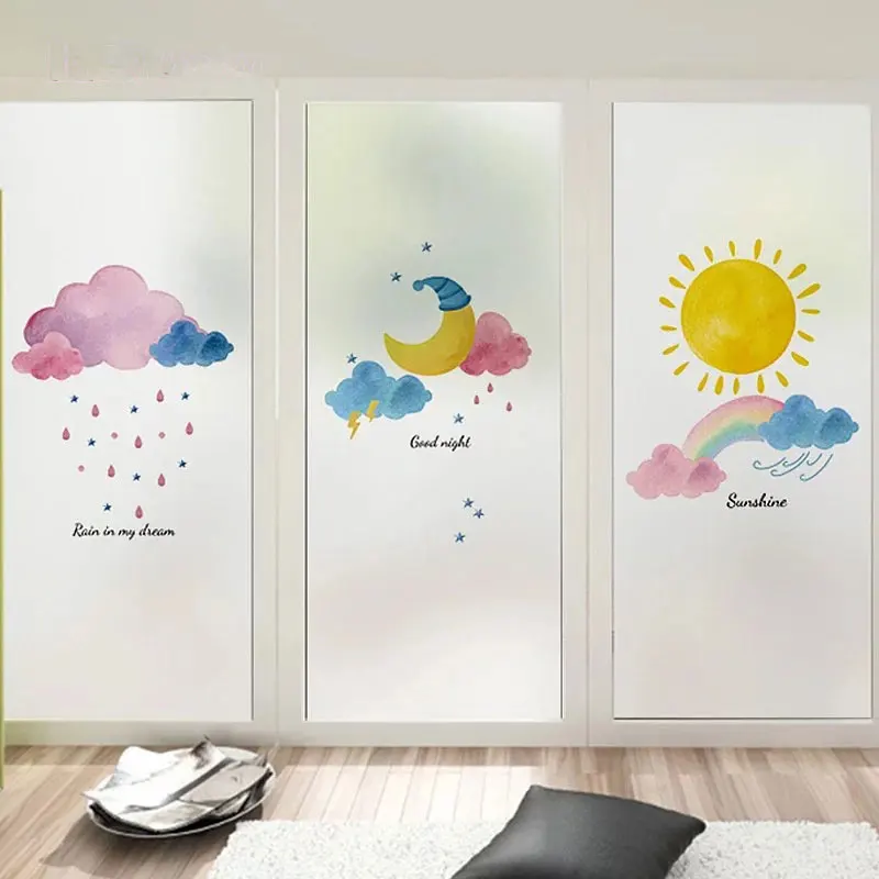 Star moon window Glass Film Stickers Custom size Frosted Privacy Self-Adhesive bathroom kitchen Sliding door decorative films Star moon window Glass Film Stickers Custom size Frosted Privacy Self-Adhesive bathroom kitchen Sliding door decorative films