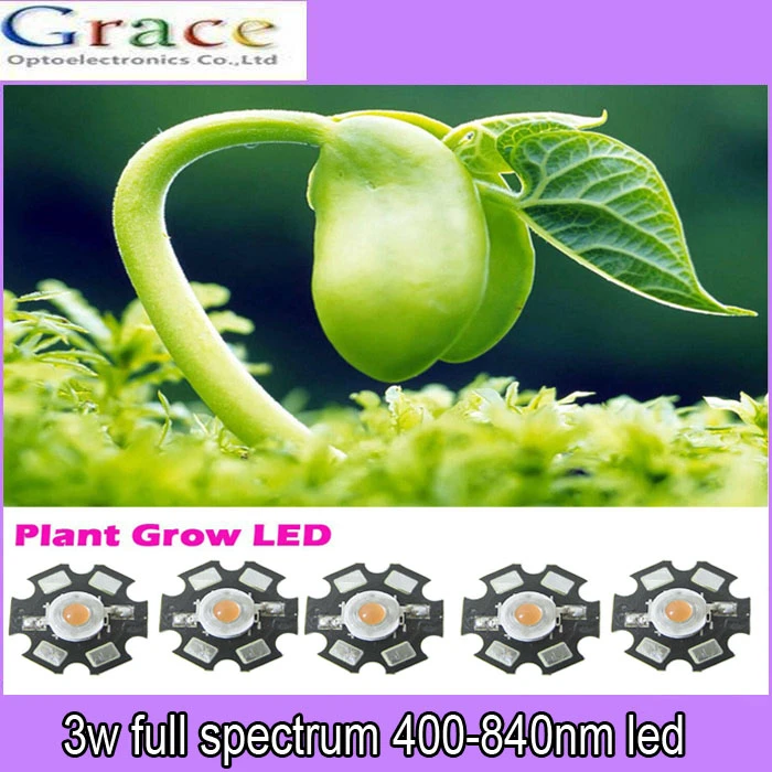 Hydroponic 1W//3W//5W Full Spectrum white 400nm-840nm Led Grow Diodes F Plant Grow