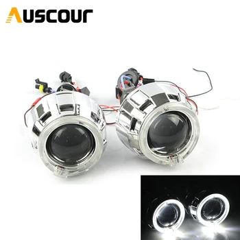 

2pcs 2.5inch bixenon car styling Projector lens with dual DRL day running Projector shroud Mask angel eyes bulb car assembly kit