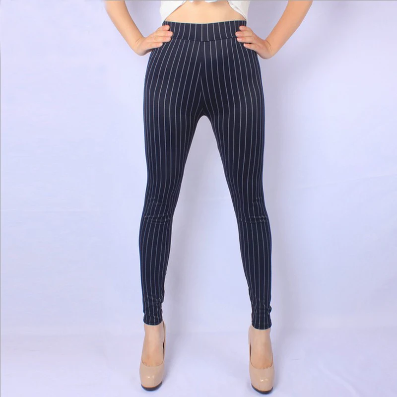

New Arrival Spring and Autumn style High Quality Super elastic Denim soft 5XL Plus size 125kg Striped leggings women pants