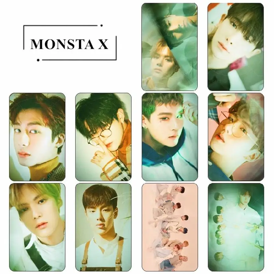 KPOP MONSTA X кристалл фото стикер альбом HD Фотокарта Плакат 10 шт