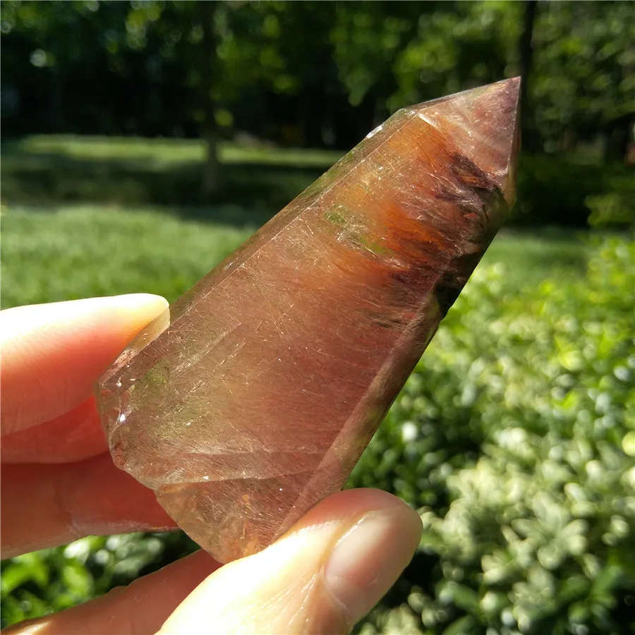 

RARE Rutilated Quartz Wand Crystal w Rutile Point Hair Crystal Tower Chakra Healing Meditation Crystal Obelisk Gift Home Decor.