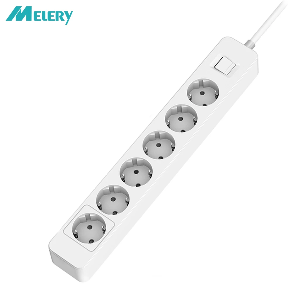

Power Strip Surge Protector 5/6 AC Outlets Sockets EU Plug 16A 250V 1.5m Extension Cord Switch Overload Protection Desktop