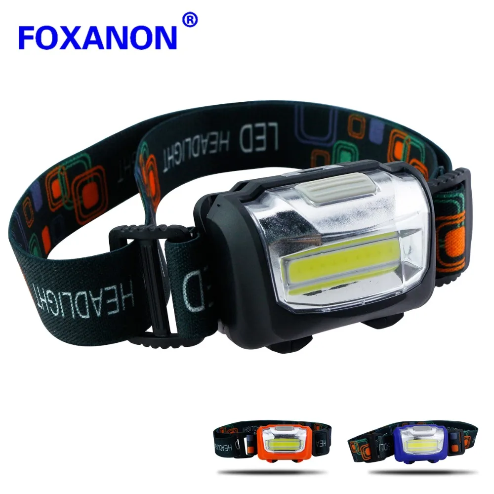 

500 Lumens Led Headlight 3 Modes SOS COB Leds Headlamps for Cycling Camping Fishing Mountaineer by 3*AAA