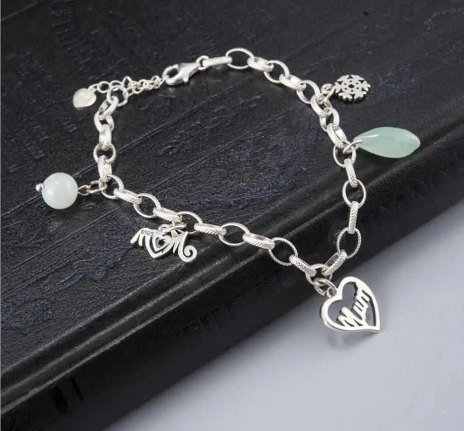 

Fashion Jewelry Hand Made 925 Solid Silver Natural Stone Woman Precious Stone Cute Romantic Bracelets