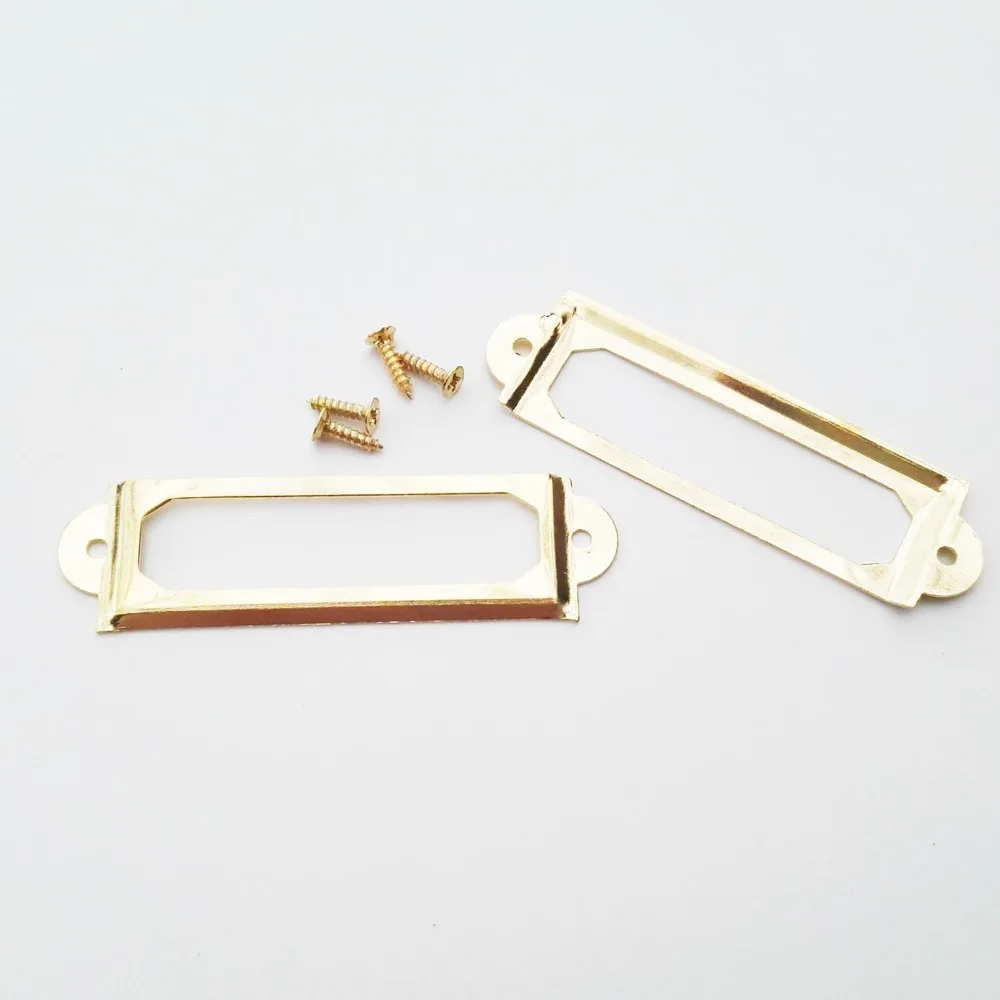 Antique Brass Golden Metal Label Pull Frame Handle File Name Card Holder For Furniture Cabinet Drawer Box Case Bin 12Pcs 17*60mm furniture handles,kitchen door handles