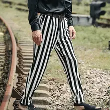 29-38! Новая мужская одежда мужские модные полосатые шаровары коммерческие повседневные брюки с низкой талией Большие размеры костюмы певицы