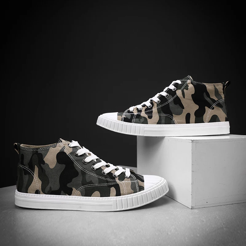 

fashion high top men casual canvas shoes camouflage trend style leisure moccasins hip hop sneakers colors comfortable for men