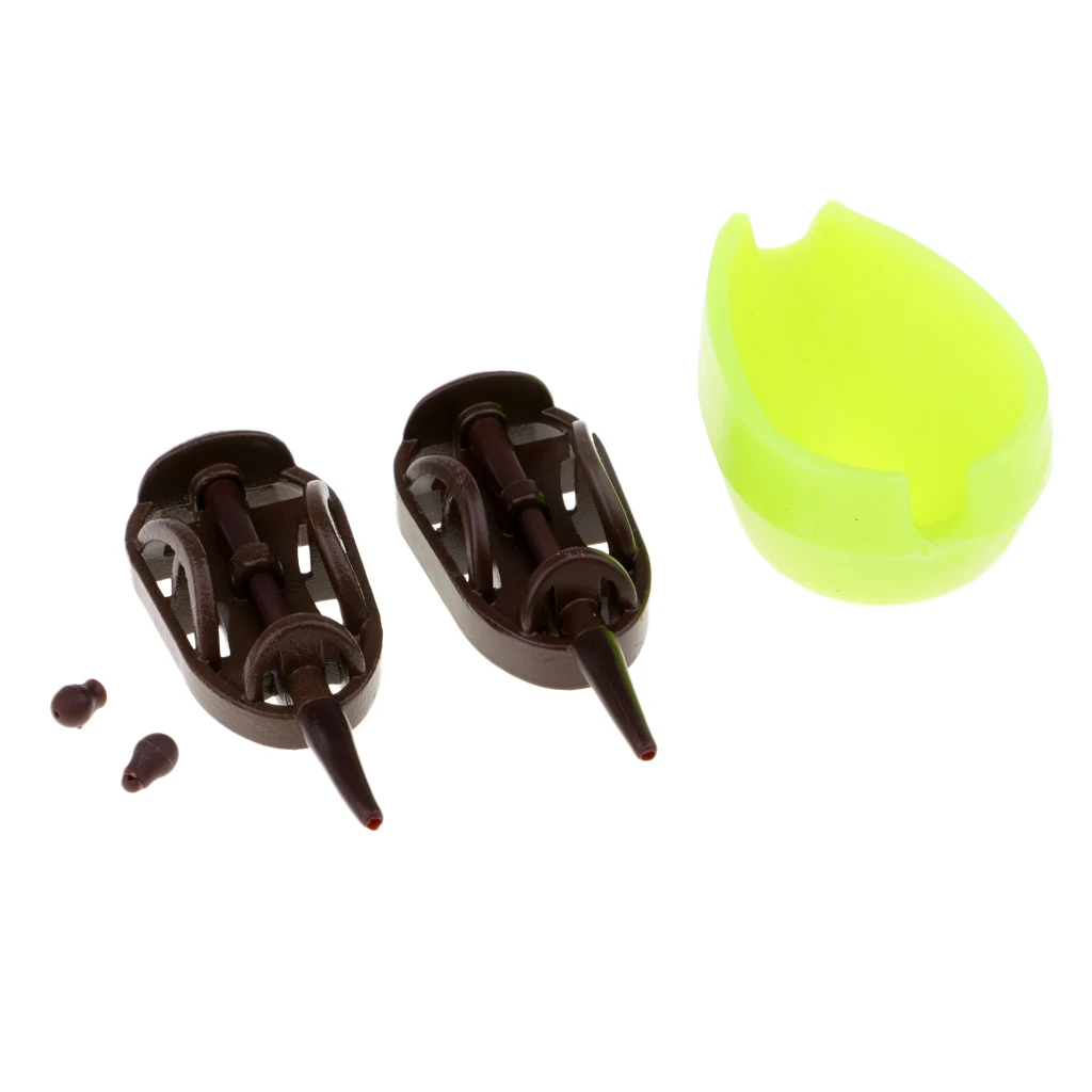 2 pcs Alloy Fishing Inline Safe Method Feeder with 1 Mould Range Set Carp & Bead Multi-functional Fishing Tackle 