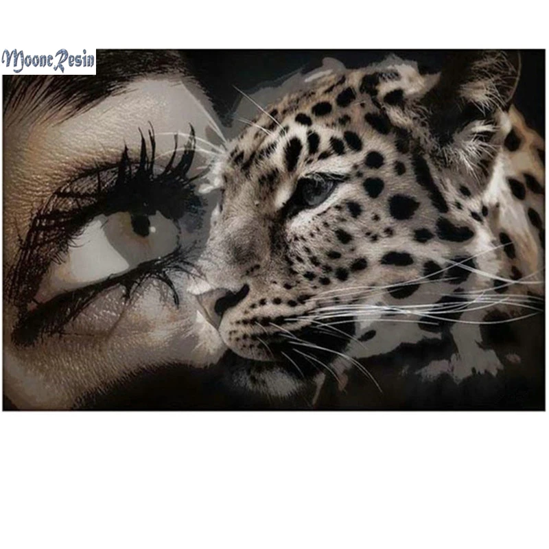 

Animals Diamond Painting Cross Stitch Eyes And The Leopard Diamond Mosaic Full Square Drill Diamond Embroidery Decoration Gifts
