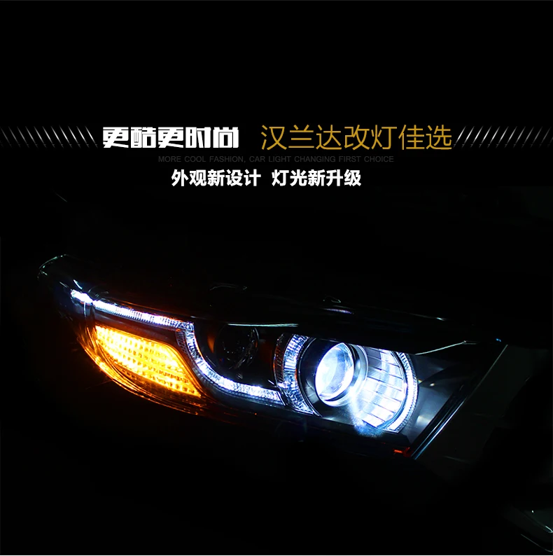 AKD автомобильный Стайлинг для фары Toyota Highlander 2012 Highlander светодиодный DRL Hid головной фонарь Angel Eye Bi Xenon аксессуары