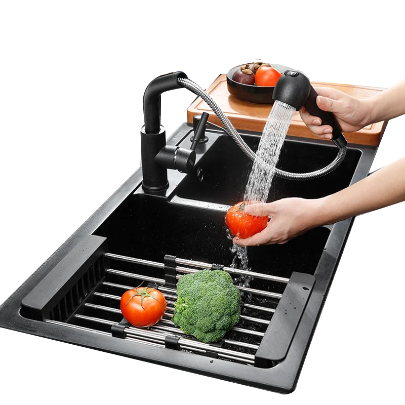 Sink Granite Pool,Kitchen Sink,German Thick Quartz Stone Sink Double Bowl,Black Multifunction Washing Basin,20cm Thicken Sink Sink Granite Pool,Kitchen Sink,German Thick Quartz Stone Sink Double Bowl,Black Multifunction Washing Basin,20cm Thicken Sink