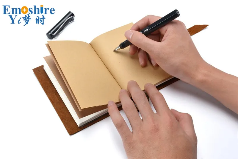 Emoshire New travel notebook retro insert terms leather notebook manual loose-leaf book crazy horse leather diary (6)