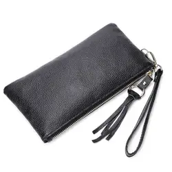 2018 однотонный Pu кожаный женский мужской модный тонкий кошелек для монет держатель мобильного телефона клатч сумка для денег на молнии