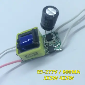 

50PCS 3-4*3W Isolated Led Driver 9W 12W Lamp Driver Power Supply Lighting Transformer AC85-277V 110V 220V 600mA Output 3X3W 4X3W