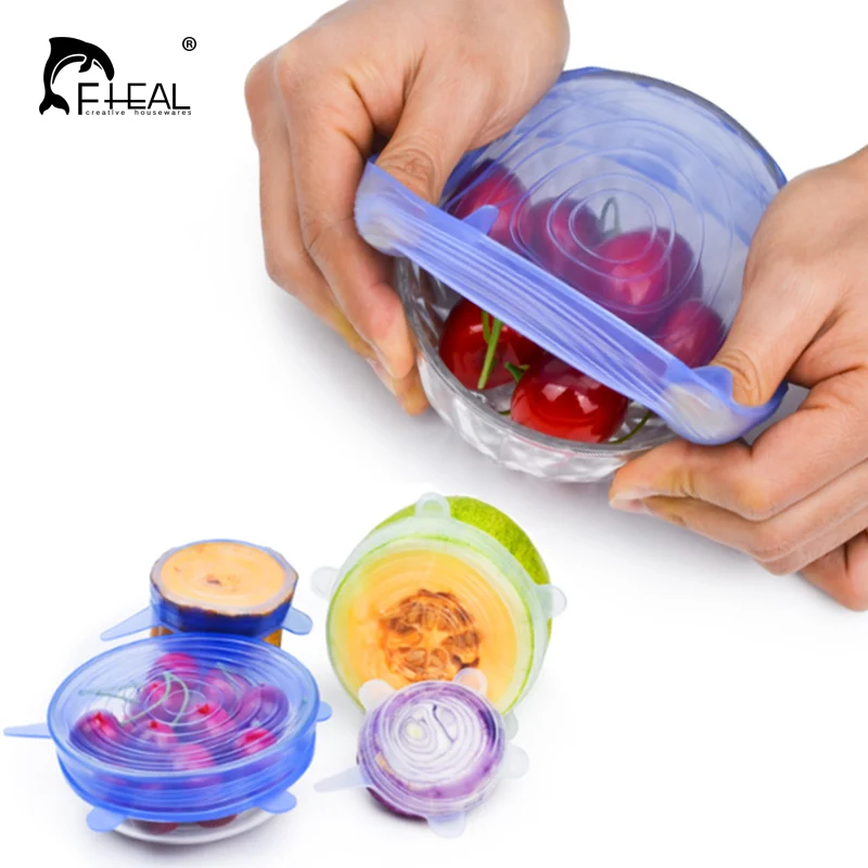 

FHEAL Universal Silicone Saran Food Wrap Lid-bowl Pot Lid-silicon Stretch Lids Silicone Cover Pan Kitchen Vacuum Lid Sealer