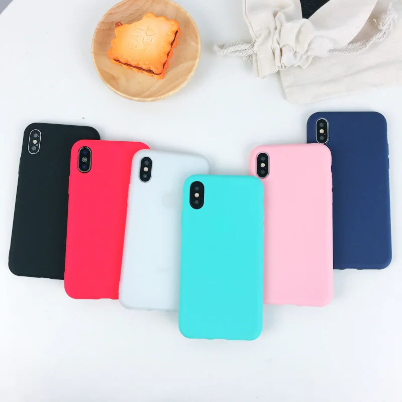 

Shockproof Soft Silicone Case on for iphone 5 5S SE X 7 8 6 6s Plus Candy Color Matte TPU Cover for iphone XS XR XS Max Case