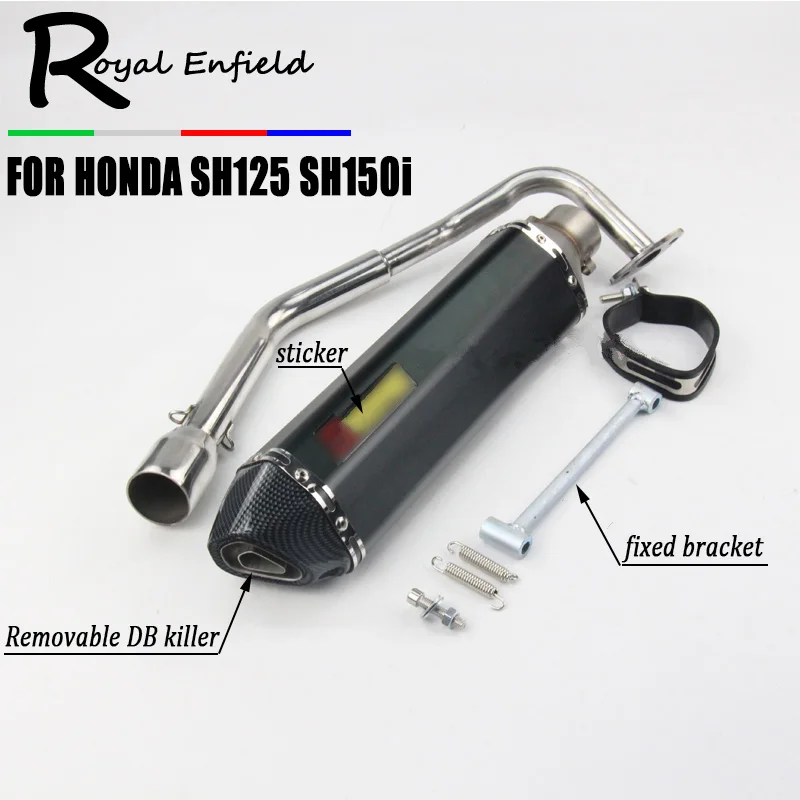 

SH125 Motorcycle Exhaust Slip-On Full System Modified Front Middle Link Pipe Muffler With Stciker For Honda SH150 SH150I sh125i
