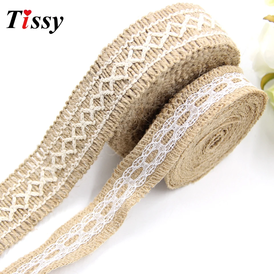 

5M/Lot Jute Burlap Rolls Hessian Ribbon Lace Rustic Vintage DIY Ornament Home Garden Wedding Party Decoration Ornament Supplies