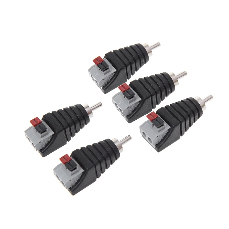 

5 Pcs RCA Loudspeaker Cable Jack Cable Plug Male Plug Connector LED TV Adapter