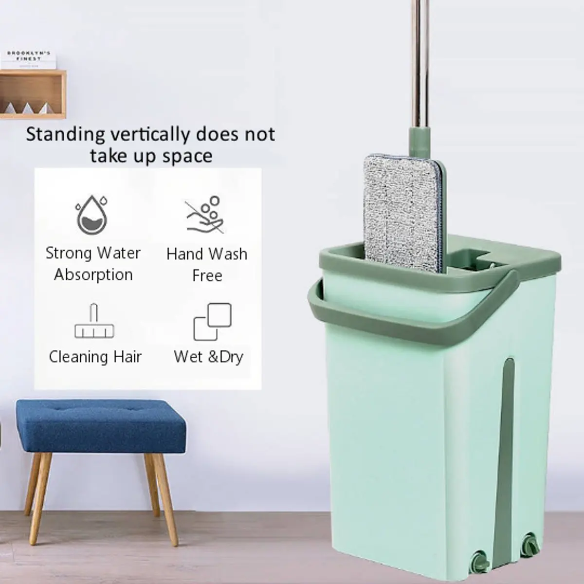 

NEW Self Cleaning Drying Mop Bucket Set Flat Floor Free Hand Wash Tool Microfiber Mop Floor Household Cleaning Tools Kit