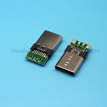 

10pcs USB3.1 type-c plug USB male plug with PCB small board double-sided insert new Android phone plug
