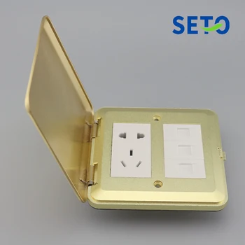 

SeTo Pop-up Type Floor Socket Three Network RJ45 Cat5e + Five Hole Power Socket Wall Plate Keystone Floor Receptacle
