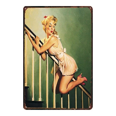 Pin Up Girl Оловянная металлическая табличка, металлическая винтажная настенная табличка для паба, кафе, магазина, домашний художественный декор, железный плакат, Куадрос, DU-2280 - Цвет: DU2289