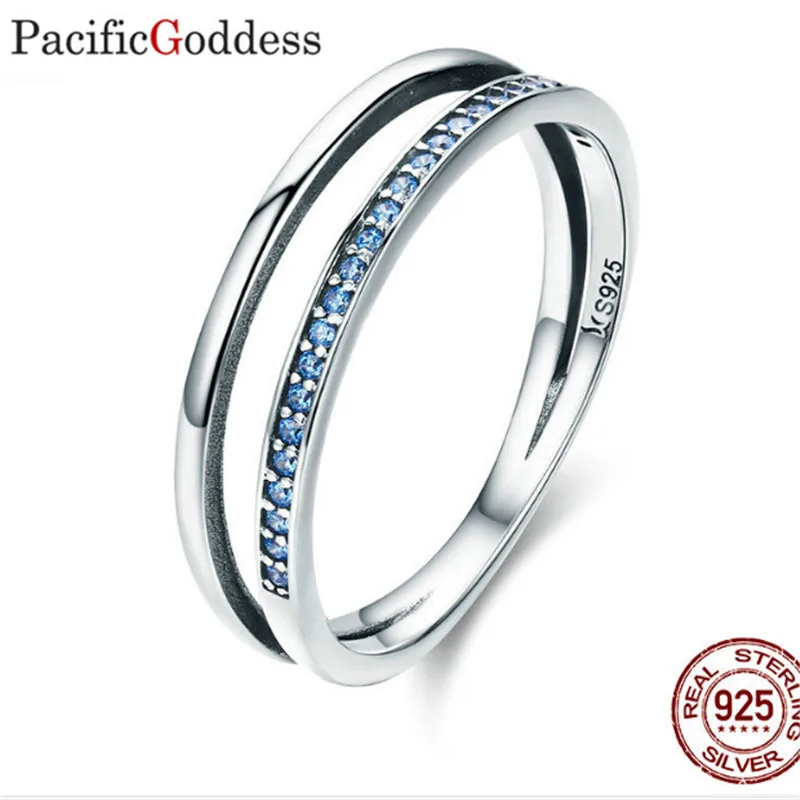 

The fairy 925 modern fashion simple and exquisite inlay color natural zircon double layer ring