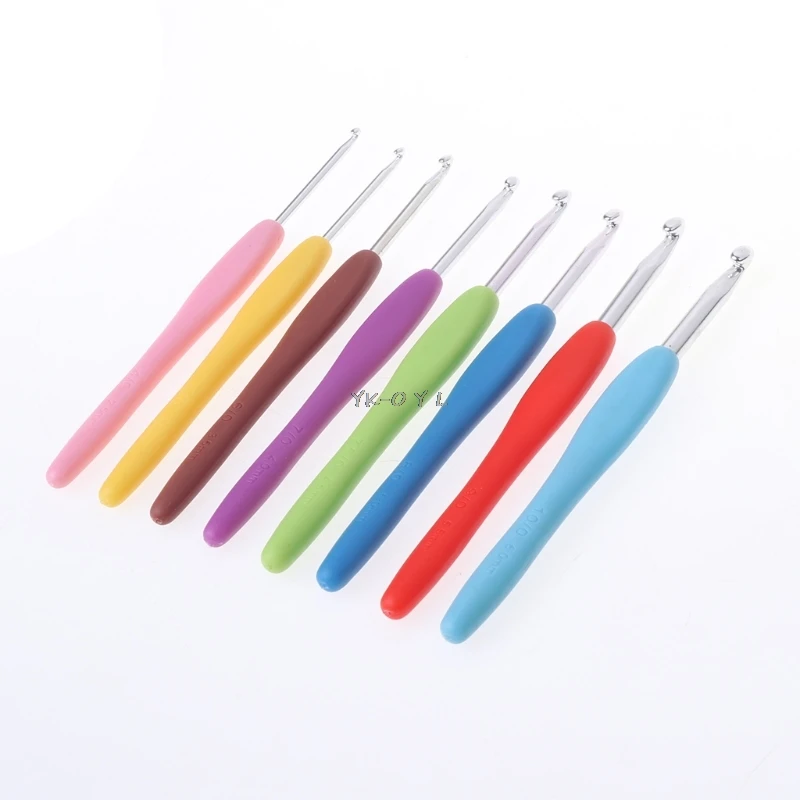 

8Pcs Crochet Needles 2.5-6mm Rubber Handle Hooks Knitting Set Kit Accessories