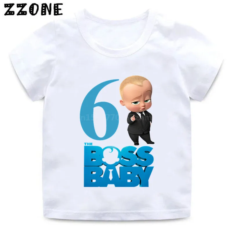 Футболка с принтом «The Boss Baby» для мальчиков и девочек 1-9, детская одежда в подарок на день рождения, Детская забавная футболка с рисунком, HKP5268