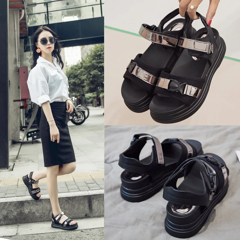 

Toe Sandals Woman Thick Bottom Muffin Student Beach Shoes