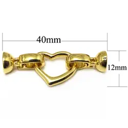 12x40 мм золотым покрытием в форме сердца Для женщин jewelry браслет и Цепочки и ожерелья застежка