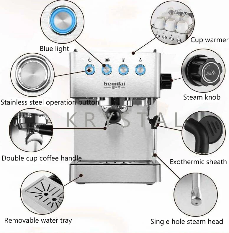 CRM3005E Полуавтоматическая кофеварка Es пресс o машина с пенным молоком 1450 Вт насос пресс Итальянская Кофеварка