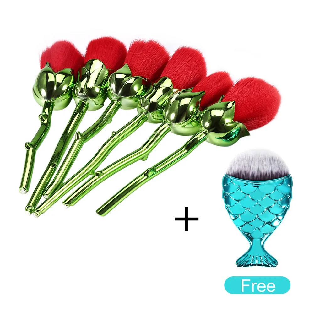 

Makeup Brushes Kits Pincel maquiagem Cosmetics 7Pcs Rose Flower Base Foundation Blending Contour Concealer Blush Make Up Brushes