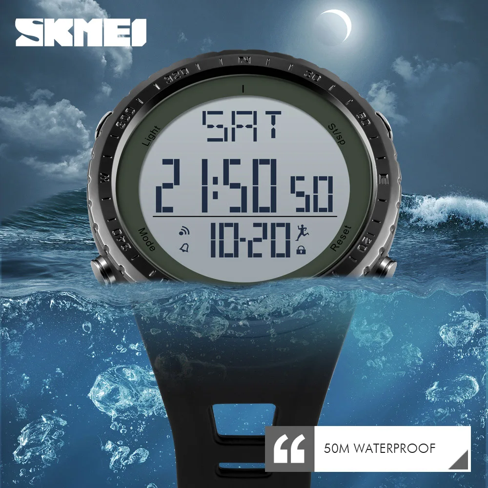 SKMEI 1288 Man Digital Sport Wrist Watch El Back Light Calories Tracker Pedometer Men s Waterproof 3