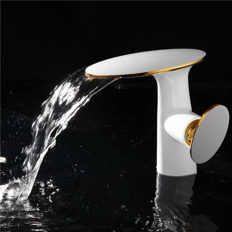 

mushroom basin faucet all copper single handle single hole waterfall table top basin cold and hot water mixer faucet