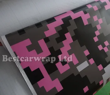 

Pink Digital Camouflage Full-Body Car Wrap Skin With air bubble Free pink arctic tiger camo For truck & boat PROTWRAPS 1.52x30m
