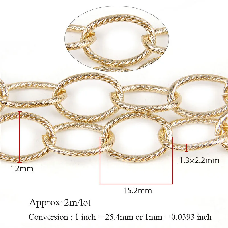 1,3x2,2x12x15,2 мм металлическое Золотое уплотнительное ожерелье с цепочкой, цепочка для браслетов, открытая цепочка для рукоделия, изготовление ювелирных изделий